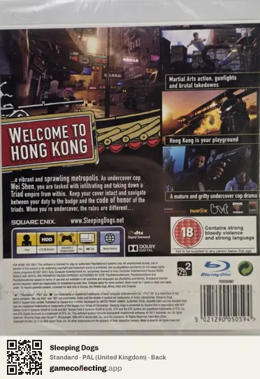 Sleeping Dogs PlayStation 3, United Kingdom box back