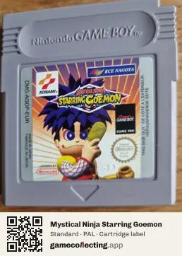 Mystical Ninja Starring Goemon Game Boy, PAL cartridge label