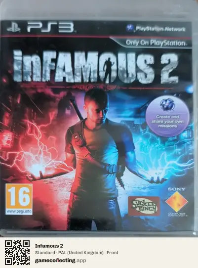 Infamous 2 PlayStation 3, United Kingdom box front
