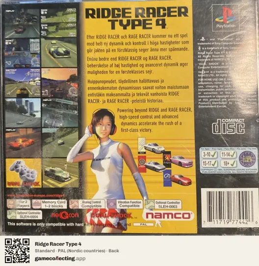 Ridge Racer Type 4 PlayStation, Nordic countries box back