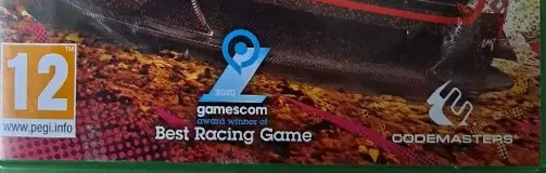 Dirt 5, the PEGI square on its front