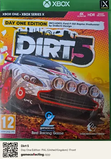 Dirt 5 Xbox One, United Kingdom box front