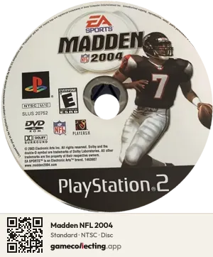 Madden NFL 2004 PlayStation 2, NTSC disc