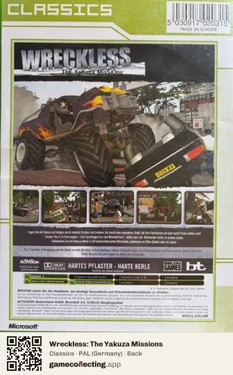 Wreckless: The Yakuza Missions Xbox, Germany box back