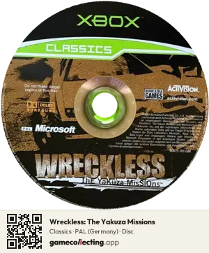 Wreckless: The Yakuza Missions Xbox, PAL disc