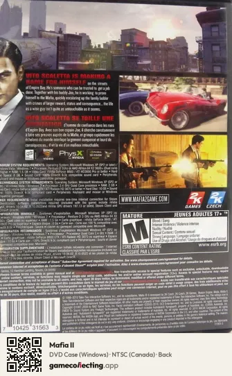 Mafia II Computer, Canada box back