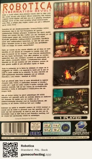 Robotica Sega Saturn, PAL box back