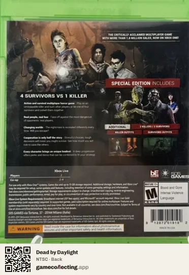 Dead by Daylight Xbox One, NTSC box back