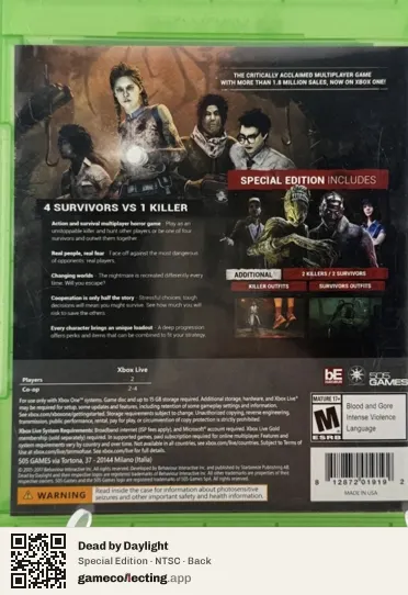 Dead by Daylight Xbox One, NTSC box back