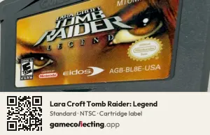 Lara Croft Tomb Raider: Legend Game Boy Advance, NTSC cartridge label