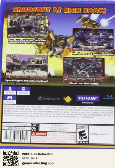 Wild Guns Reloaded PlayStation 4, NTSC box back