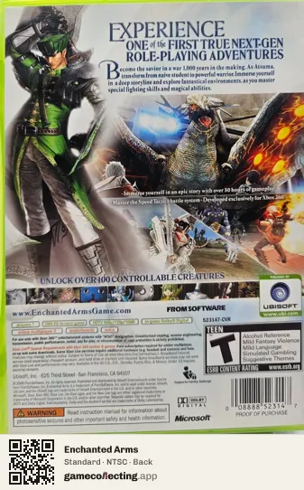 Enchanted Arms Xbox 360, NTSC box back