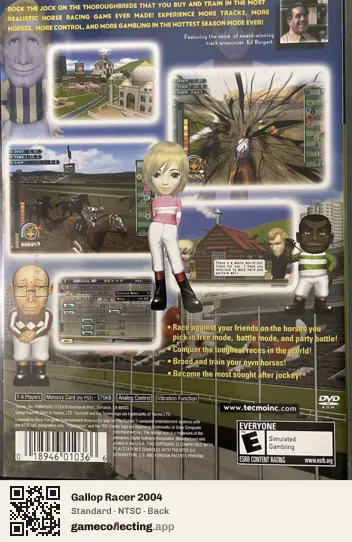 Gallop Racer 2004 PlayStation 2, NTSC box back