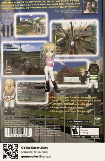 Gallop Racer 2004 PlayStation 2, NTSC box back