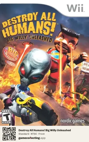 Destroy All Humans! Big Willy Unleashed Nintendo Wii, NTSC box front