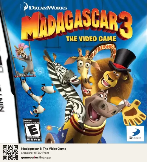 Madagascar 3: The Video Game Nintendo DS, NTSC box front