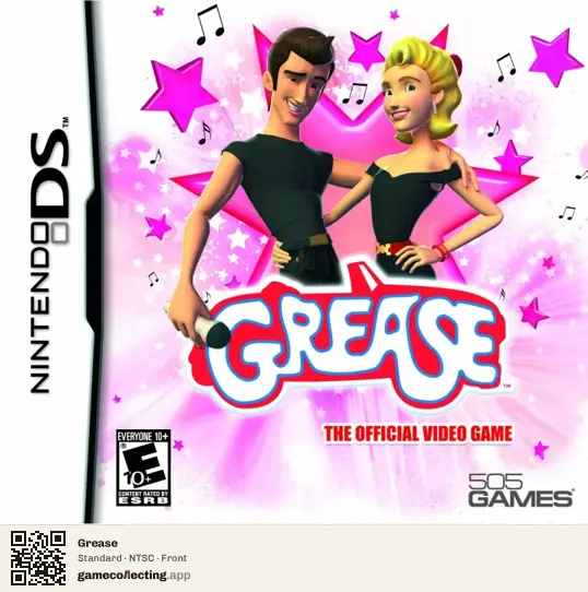 Grease Nintendo DS, NTSC box front