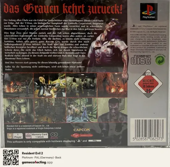 Resident Evil 2 PlayStation, Germany box back