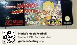Marko's Magic Football Super Nintendo Entertainment System, PAL cartridge label