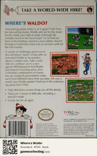 Where's Waldo Nintendo Entertainment System, NTSC box back