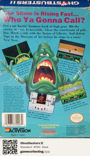Ghostbusters II Nintendo Entertainment System, NTSC box back