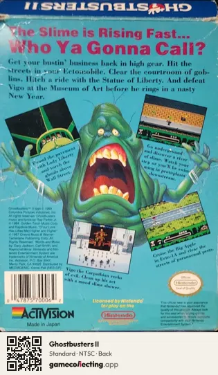 Ghostbusters II Nintendo Entertainment System, NTSC box back