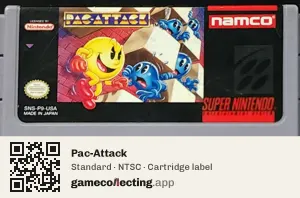 Pac-Attack Super Nintendo Entertainment System, NTSC cartridge label
