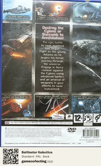 Battlestar Galactica PlayStation 2, PAL box back