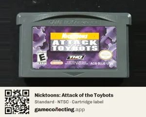 Nicktoons: Attack of the Toybots Game Boy Advance, NTSC cartridge label