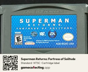 Superman Returns: Fortress of Solitude Game Boy Advance, NTSC cartridge label