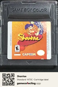 Shantae Game Boy Color, NTSC cartridge label