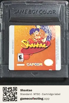 Shantae Game Boy Color, NTSC cartridge label