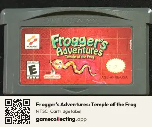 Frogger's Adventures: Temple of the Frog Game Boy Advance, NTSC cartridge label