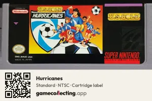 Hurricanes Super Nintendo Entertainment System, NTSC cartridge label