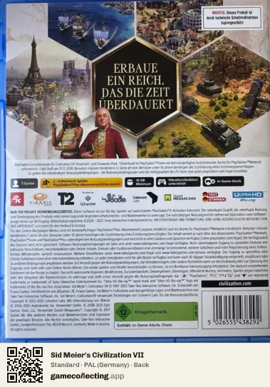 Sid Meier's Civilization VII PlayStation 5, Germany box back