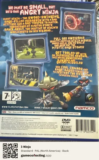 I-Ninja PlayStation 2, North America box back