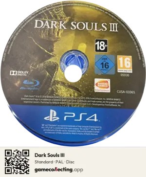 Dark Souls III PlayStation 4, PAL disc