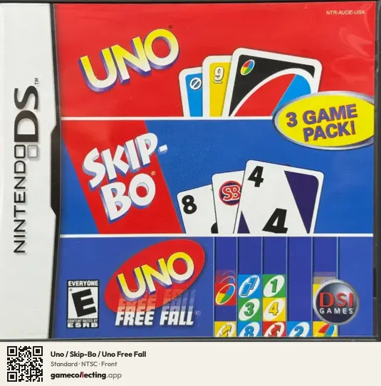 Uno / Skip-Bo / Uno Free Fall Nintendo DS, NTSC box front