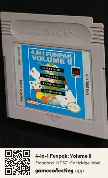 4-in-1 Funpak: Volume II Game Boy, NTSC cartridge label
