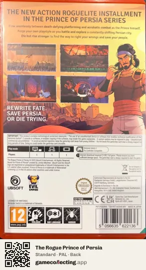 The Rogue Prince of Persia Nintendo Switch 2, PAL box back