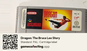 Dragon: The Bruce Lee Story Super Nintendo Entertainment System, PAL cartridge label