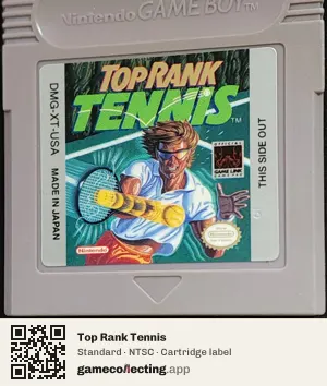 Top Rank Tennis Game Boy, NTSC cartridge label
