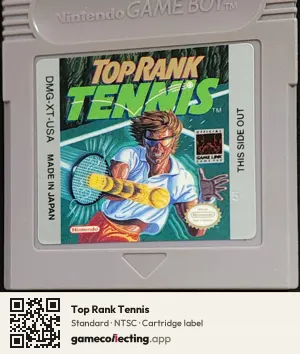 Top Rank Tennis Game Boy, NTSC cartridge label