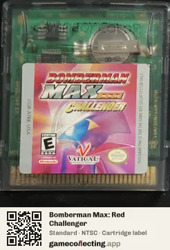 Bomberman Max: Red Challenger Game Boy Color, NTSC cartridge label