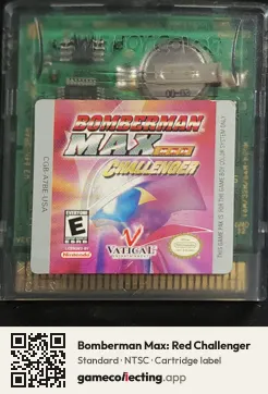 Bomberman Max: Red Challenger Game Boy Color, NTSC cartridge label