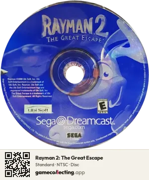 Rayman 2: The Great Escape Sega Dreamcast, NTSC disc