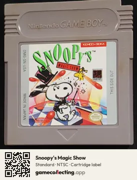 Snoopy's Magic Show Game Boy, NTSC cartridge label