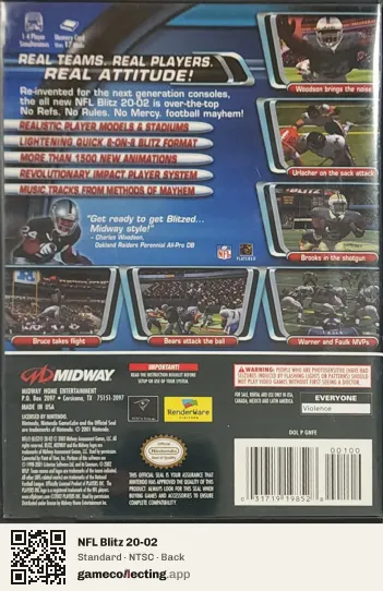NFL Blitz 20-02 Nintendo GameCube, NTSC box back