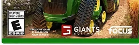 Farming Simulator 19, the ESRB box on its front
