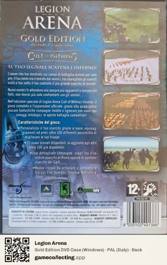 Legion Arena Computer, Italy box back